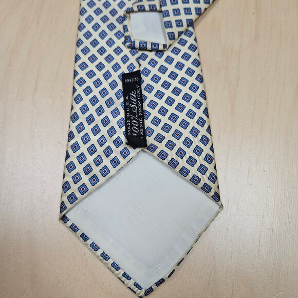 Oakton Ltd Men's Tie Blue, Cream, Red Executive Office 100% Silk - Picture 2 of 6